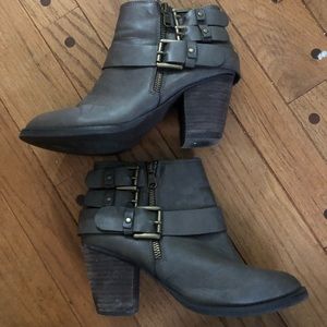 Grey Buckle Booties